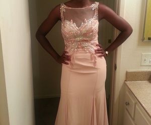 Peach beaded Evening/Prom/bridesmaids dress